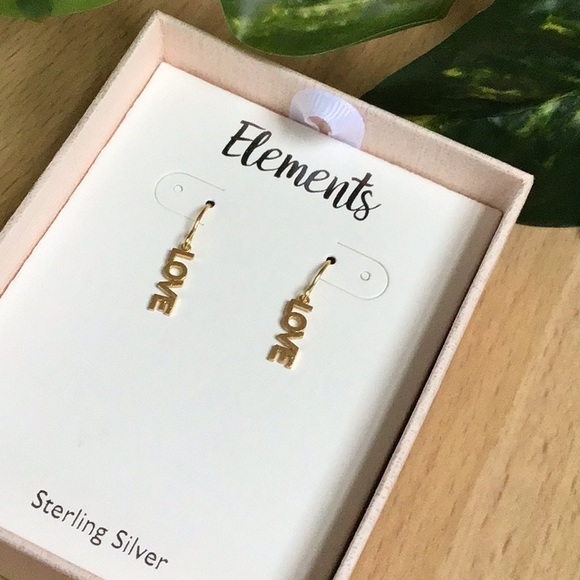 LOVE Drop Earrings Gold-Plated Sterling Silver - Picture 4 of 9